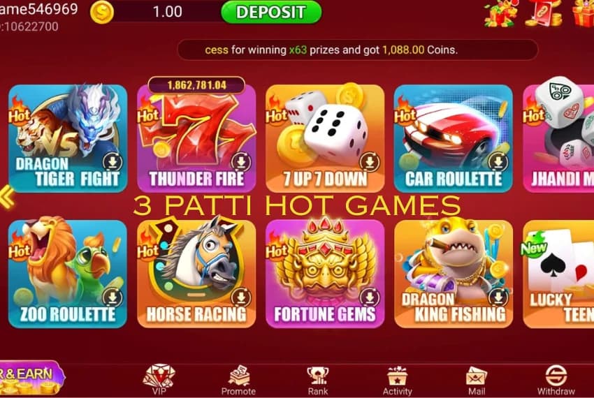 3 Patti Hot games and tables showcase